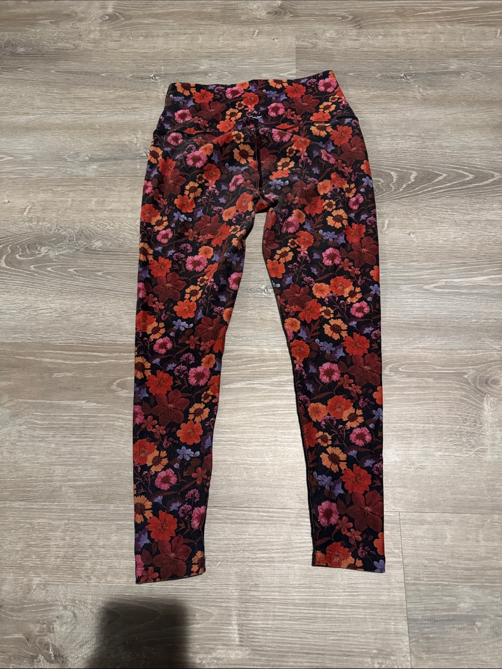 Floral Print Leggings - Red & Purple